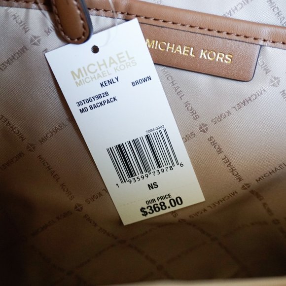 Michael Kors Kenly M Backpack PVC Leather MK Brown - Picture 11 of 11